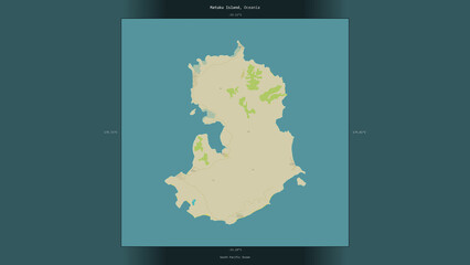 Matuku Island, Fiji, highlighted and labelled. Topo Humanitarian © zelwanka