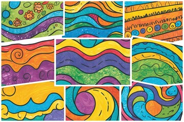 Lively Fun Doodle Design for Youthful Crafts with Bright Textures and Imaginative Backgrounds