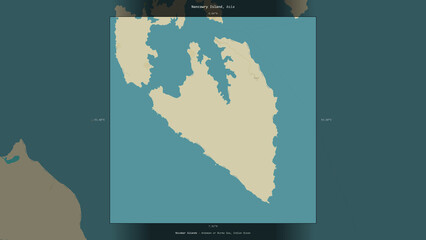 Nancowry Island, India, highlighted and labelled. Topo Humanitarian © zelwanka
