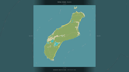 Niihau Island, United States, highlighted and labelled. Topo Humanitarian © zelwanka