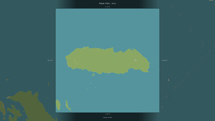 Pulau Pini, Indonesia, highlighted and labelled. Topo Humanitarian © zelwanka
