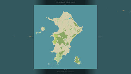 Pitt-Rangiauria Island, New Zealand, highlighted and labelled. Topo Humanitarian © zelwanka