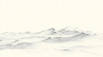 Obraz premium Desert landscape nature minimalist serenity simplicity tranquility lines ink drawing artwork monochrome beauty. Ink Drawing. Illustration