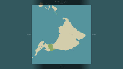 Rambutyo Island, Papua New Guinea, highlighted and labelled. Topo Humanitarian © zelwanka