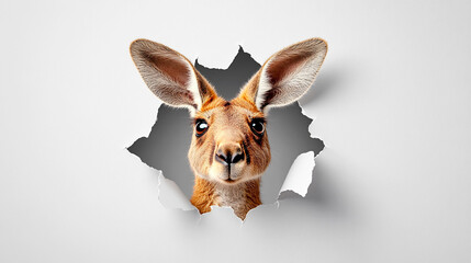 real-big-kangaroo-looking-up-paper-side-torn-hol