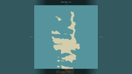 Pulau Roon, Indonesia, highlighted and labelled. Topo Humanitarian © zelwanka