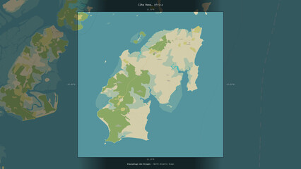 Ilha Roxa, Guinea-Bissau, highlighted and labelled. Topo Humanitarian © zelwanka