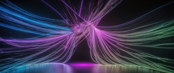 Vibrant abstract light patterns in dynamic flow create a colorful and energetic atmosphere suitable for modern design concepts.