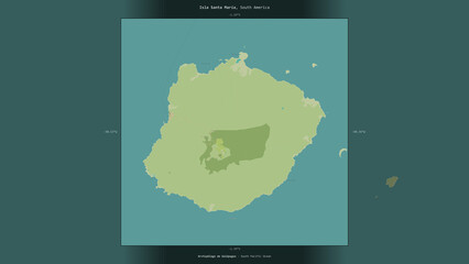 Isla Santa Maria, Ecuador, highlighted and labelled. Topo Humanitarian © zelwanka