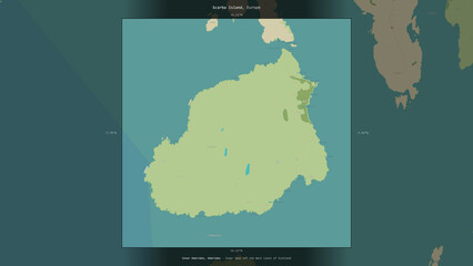 Scarba Island, United Kingdom, highlighted and labelled. Topo Humanitarian © zelwanka