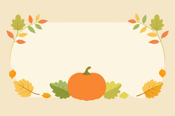 Fall logo border with pumpkins and fall leaves, 