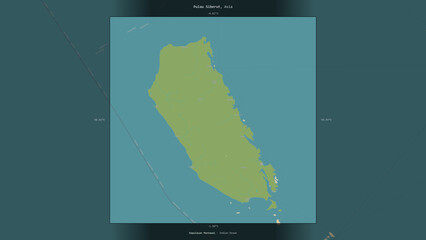 Pulau Siberut, Indonesia, highlighted and labelled. Topo Humanitarian © zelwanka