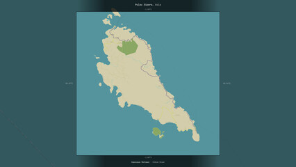 Pulau Sipora, Indonesia, highlighted and labelled. Topo Humanitarian © zelwanka