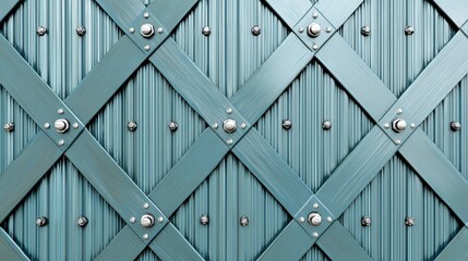 Steel Gate Texture   Brushed Metal Background with Crosshatch Design and Rivets