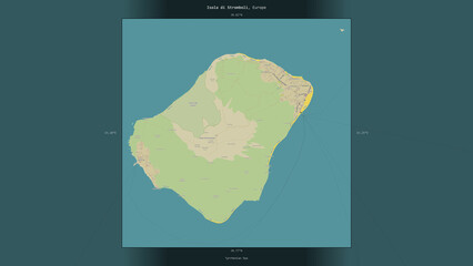 Isola di Stromboli, Italia, highlighted and labelled. Topo Humanitarian © zelwanka