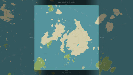 Swans Island, United States, highlighted and labelled. Topo Humanitarian © zelwanka