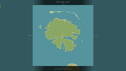Tahaa Island, France, highlighted and labelled. Topo Humanitarian © zelwanka