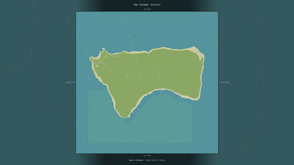 Tau Island, United States, highlighted and labelled. Topo Humanitarian © zelwanka