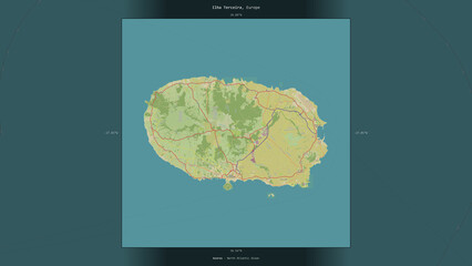 Ilha Terceira, Portugal, highlighted and labelled. Topo Humanitarian © zelwanka