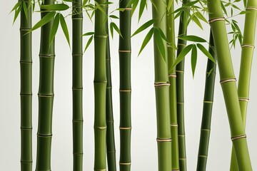 Obraz premium Bamboo Stalks Exuding Tranquility Against Minimalist Background