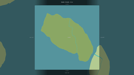 Umuda Island, Papua New Guinea, highlighted and labelled. Topo Humanitarian © zelwanka
