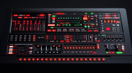 Futuristic Red and Green Interface Control Panel   Sci Fi Technology Background
