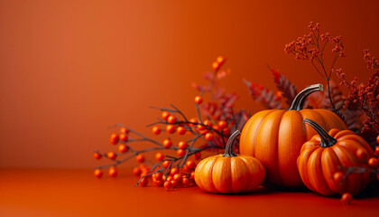 Naklejka premium dark-orange-spooky-pumpkins-decorations-blank-halloween-decoration-idea