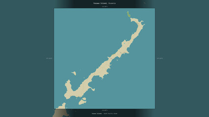 Yasawa Island, Fiji, highlighted and labelled. Topo Humanitarian © zelwanka
