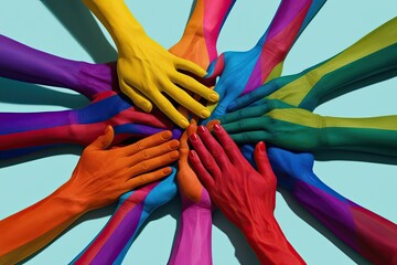 Colorful Hands Coming Together in a Joyful Celebration of Community and Partnerships