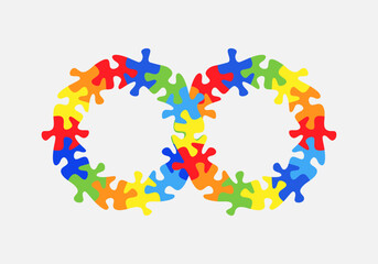 Infinity symbol colorful puzzle design. Vector isolated on white background.	
