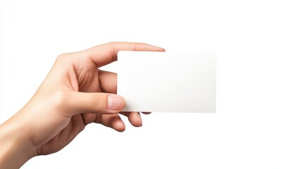Obraz premium Dynamic Composition of Male Hand Holding Blank Card in Vibrant Colors - Ultra Realistic 8k UHD Image