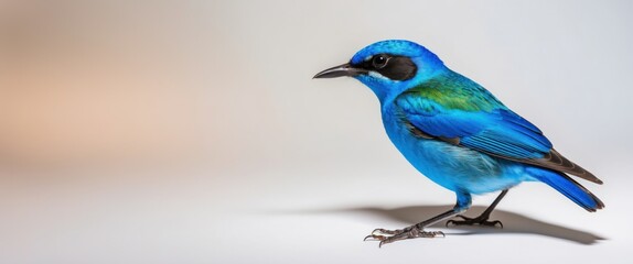 Obraz premium Vibrant blue bird with striking feathers showcasing grace and beauty in a serene atmosphere, ideal for nature and wildlife themes.