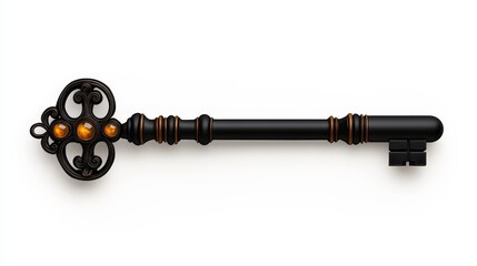 Fototapeta premium Antique Skeleton Key: A vintage skeleton key with intricate details, a symbol of mystery and forgotten secrets. Its aged finish adds a touch of nostalgia and intrigue.