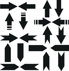 Arrow icon set. Collection different arrow shape. Black arrows icons. flat style.