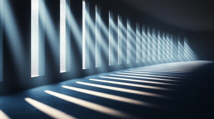 Obraz premium sunlight streaming through large vertical windows