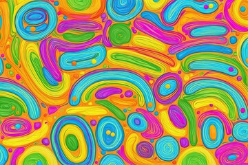 Fototapeta premium Vibrant Doodle Pattern for Preschoolers Bright and Fun Background Design