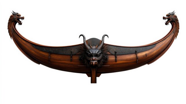 Dragon Ship Model: A majestic Viking longship model with intricately carved dragon heads adorns the prow and stern, showcasing exquisite craftsmanship and a powerful symbol of Norse mythology.