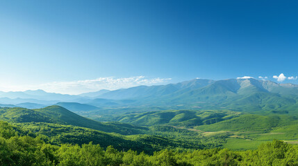 Naklejka premium Mountain Range Under a Clear Blue Sky