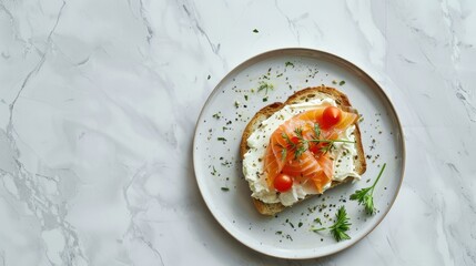 Elegant Toast with Creamy Cheese and Smoked Salmon 
