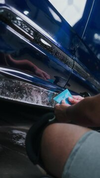 The film shows the application of ppf foil on the interior and body elements car SUV. Additional work in the detailing studio ceramic coating with ppf wrapping.