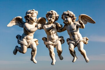 Whimsical Clear Plane Marble Cherubs Symbolizing Love and Spirituality
