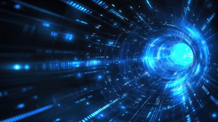 Obraz premium Abstract digital tunnel with blue light. Perfect for themes of technology, data, and speed.