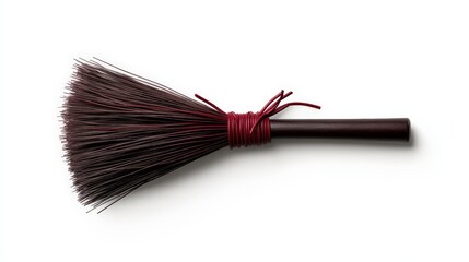 Traditional Japanese Broom: A close-up view of a traditional Japanese broom, crafted with natural materials and featuring a dark brown handle and red twine. This image evokes a sense of tradition.