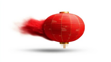 Obraz premium Red Lantern with Smoke: A vibrant red Chinese lantern with a golden trim, emitting a wisp of red smoke, a captivating symbol of celebration, tradition, and good fortune. 
