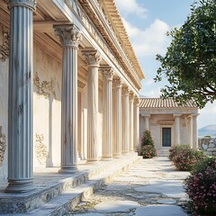 Obraz premium Ancient Greek structures showcasing classical architectural elements design picture