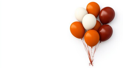 Autumn Celebration Balloons: A cluster of warm-toned balloons in shades of orange, brown, and cream, arranged artfully against a clean background, evokes feelings of joy and festive cheer.