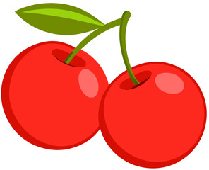 Pair of wild cherries in modern style, healthy and organic berries in trendy style stock illustration