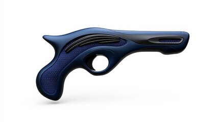 Obraz premium Futuristic Handgun: A sleek, navy blue handgun with a futuristic design, featuring a contoured grip and streamlined barrel. Its sleek lines and modern aesthetics suggest power and sophistication.
