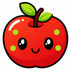 Apple character with funny face. Happy cute cartoon red and yellow apple vector illustration. Healthy vegetarian food kids character stock illustration