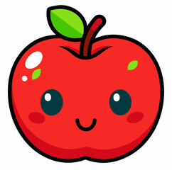 Apple character with funny face. Happy cute cartoon red and yellow apple vector illustration. Healthy vegetarian food kids character stock illustration